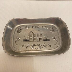 Wilton Armetale Bless This House Joy, PA. Bread Tray Pewter Vintage.